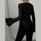 🔥Black Friday Sale 49% OFF🔥Funnel Neck Flare Sleeve Knit Top with Side Drawstring