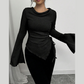 🔥Black Friday Sale 49% OFF🔥Funnel Neck Flare Sleeve Knit Top with Side Drawstring