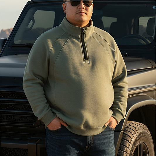 🔥 Men’s Plus-Size Quarter-Zip Pullover Sweatshirt — Thick, Warm & Built for Comfort | NOW 55% OFF!