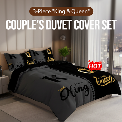 💥50% OFF🔥3-Piece "King & Queen" Couple's Duvet Cover Set-Elegant Design & Premium Comfort✅✨