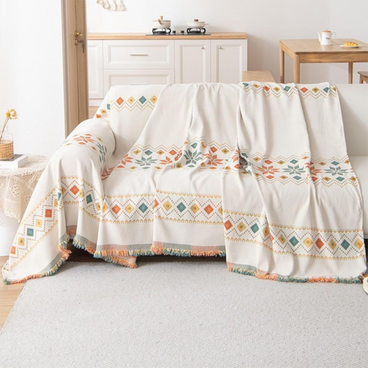 🌟 Hot Sale 50% OFF 🛋️ Bohemian-Style Sofa Cover 💝 Fringe Trim Reversible Design