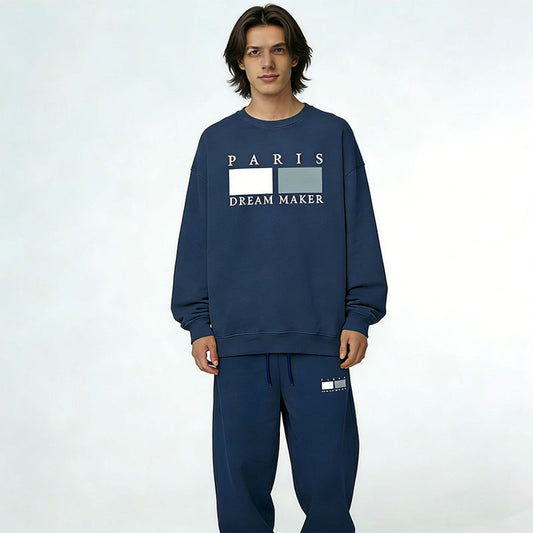 Men's Letter Print Top & Drawstring Waist Pants Set🚛Free Shipping