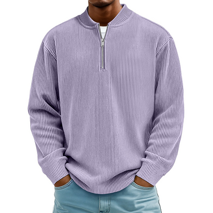 Men's Quarter-Zip Ribbed Long Sleeve Pullover🚛Free Shipping On Orders Of Two Or More