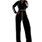 Women's Striped Zip-Up Tracksuit & Wide-Leg Pants 2-Piece Set🚛Free Shipping