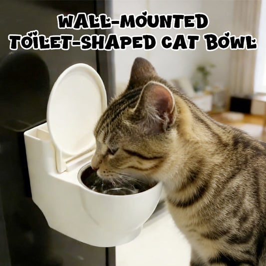 Wall-Mounted Toilet-Shaped Cat Bowl
