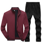 Men’s Stand Collar Jacket & Casual Pants 2-Piece Set