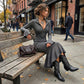 Retro Zipper Neck Trumpet Sleeve Midi Dress