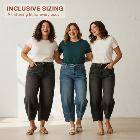 Women's Casual Wide-Leg Cropped Jeans