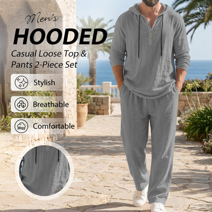 📢📢58% OFF !!!Men's Hooded Casual Loose Top & Pants 2-Piece Set
