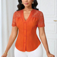 Women's V-Neck Lace Sleeve Button Down Summer Blouse🌸 Effortless Elegance, Everyday Style! 🌸