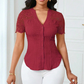 Women's V-Neck Lace Sleeve Button Down Summer Blouse🌸 Effortless Elegance, Everyday Style! 🌸