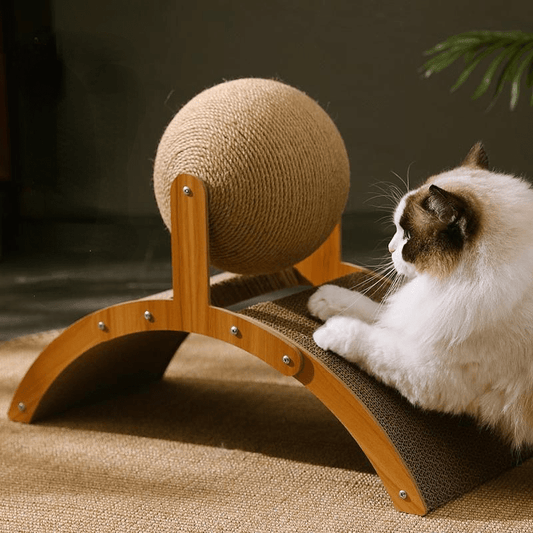 🐱 50% OFF NOW! 💖 Natural Sisal Cat Scratching Ball With Cardboard Pad – Satisfies Scratching, Durable Sisal & Protects Furniture 🧶