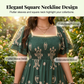 Women's Square Neck Smocked Flowy Dress💗 Exuding Effortless Elegance✨