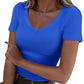 🌟Slim Fit Basic V-Neck Tee for Women 💫 Effortless Elegance