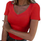🌟Slim Fit Basic V-Neck Tee for Women 💫 Effortless Elegance