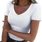 🌟Slim Fit Basic V-Neck Tee for Women 💫 Effortless Elegance