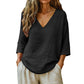 🌸Women's Casual V-Neck Three Quarter Sleeve Blouse✨ Effortlessly stylish