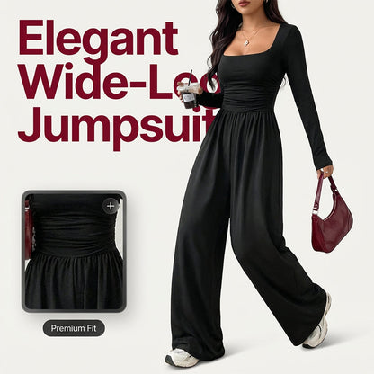 🍂 Women's Casual Square Neck Wide-Leg Jumpsuit – Flattering Comfort & Effortless Autumn Style