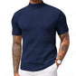 👕 LIMITED-TIME 50% OFF! ✨ Men's Slim Mock Neck T-Shirt – Ribbed, Short Sleeve, 6 Colors 🍁