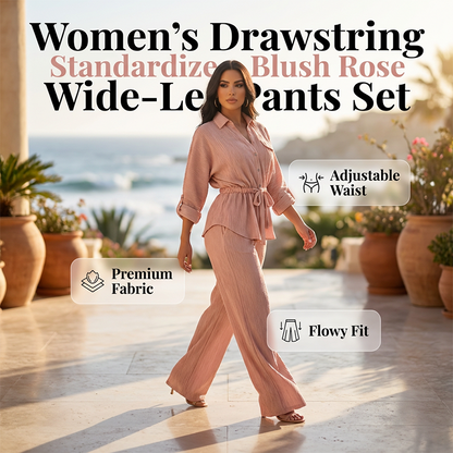 🔥 Hot sale 50% OFF🔥Women's Drawstring Shirt & Wide-Leg Pants Set