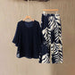 📢📢50% OFF !! ⏰Wemon's Elegant Flowy Top & Printed Pants Set