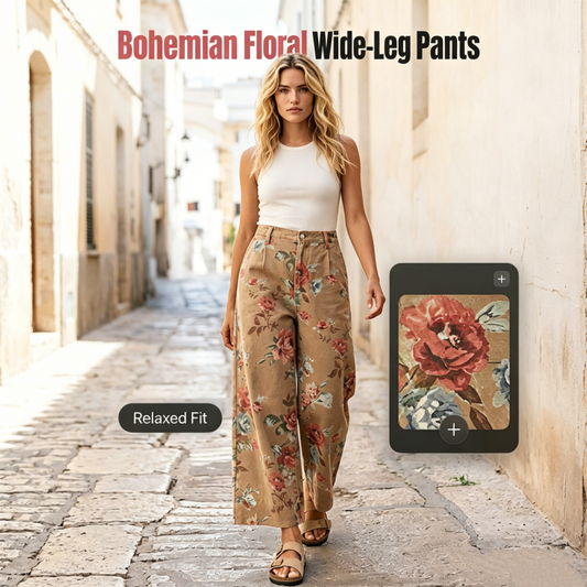 🌿HOT DEAL 51% OFF! 👖 Women’s Cropped Jeans – Chic Floral Print & Relaxed Wide-Leg Fit ☀️✨