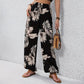 ✨Limited-time 50% Off -Women's Leaf Print Drawstring Wide-Leg Pants