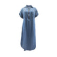 👗 Stay Stylish & Comfortable All Day - Women's V-Neck Zip-Up Denim Maxi Dress