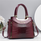 💎✨Women's Vintage Glossy Croc-Embossed Handbag – Chic, Spacious & Effortlessly Elegant