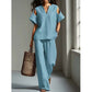 🔥 Limited-Time Sale – Up to 57% OFF✨Solid Color Relaxed Fit Tunic and Trousers Outfit