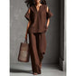 🔥 Limited-Time Sale – Up to 57% OFF✨Solid Color Relaxed Fit Tunic and Trousers Outfit