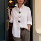 💫Women’s Oversized Button Stand Collar Shirt – Make Every Outfit A Statement!