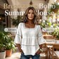 👚 Elegant Square Neck Summer Blouse – Breathable Bell Sleeve Top 🌿