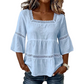👚 Elegant Square Neck Summer Blouse – Breathable Bell Sleeve Top 🌿