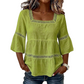 👚 Elegant Square Neck Summer Blouse – Breathable Bell Sleeve Top 🌿