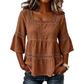 👚 Elegant Square Neck Summer Blouse – Breathable Bell Sleeve Top 🌿