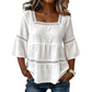 👚 Elegant Square Neck Summer Blouse – Breathable Bell Sleeve Top 🌿