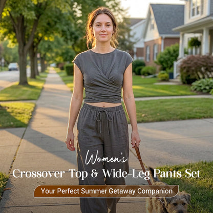 👗 LIMITED-TIME 58% OFF! 💥 Women's Crossover Top & Wide-Leg Pants Set – Chic, Flowing, Effortless Style ✨