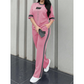 Women's Casual Two-Piece Lounge Set with Stripe Detail