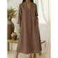 Women’s V-Neck Cotton Linen A Line Dress