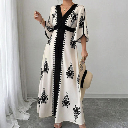 👗Women's Elegant V-Neck Print Maxi Dress– Elegant, Flattering & Effortlessly Chic ✨