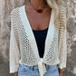 🎉2026 Hot Sale 50% OFF💞Breathable Mesh Knit Top – Tie-Front, Sun Protection & Effortless Style!✨