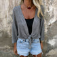 🎉2026 Hot Sale 50% OFF💞Breathable Mesh Knit Top – Tie-Front, Sun Protection & Effortless Style!✨
