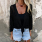 🎉2026 Hot Sale 50% OFF💞Breathable Mesh Knit Top – Tie-Front, Sun Protection & Effortless Style!✨