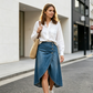 💙🔥Women's High-Waist Irregular Denim Skirt– Effortless Vintage Style