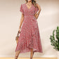 👗Women’s Summer Elegant V Neck Tie Waist Flowy Floral Dress– Flattering Summer Chic✨