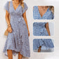 👗Women’s Summer Elegant V Neck Tie Waist Flowy Floral Dress– Flattering Summer Chic✨