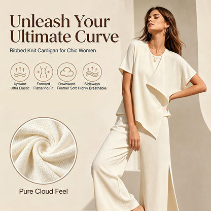 👗Women's Asymmetric Top & Slit Wide-Leg Pants Set– Elegant Statement Co-ord ✨