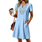 Women's Bohemian Lace V-Neck T-Shirt Dress