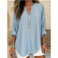 Women’s Casual Solid V-Neck Blouse